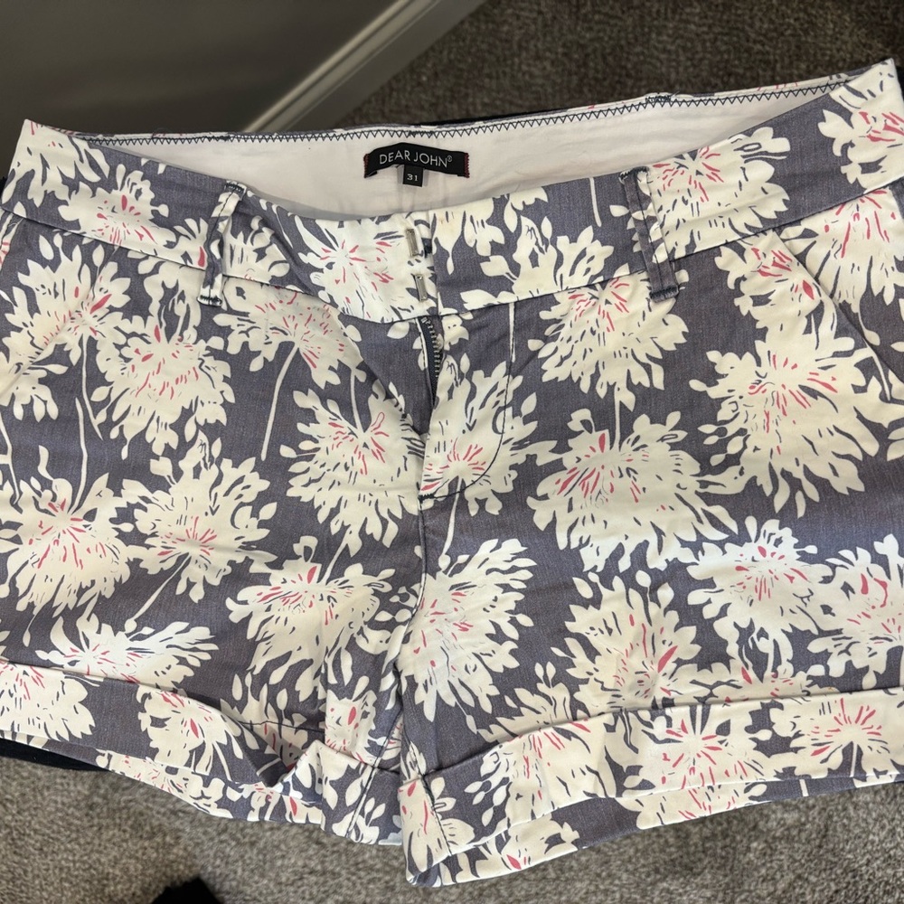 Dear John Navy Floral Print Women's Shorts
